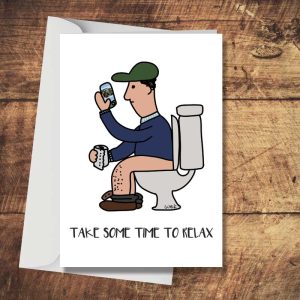Man on toilet card